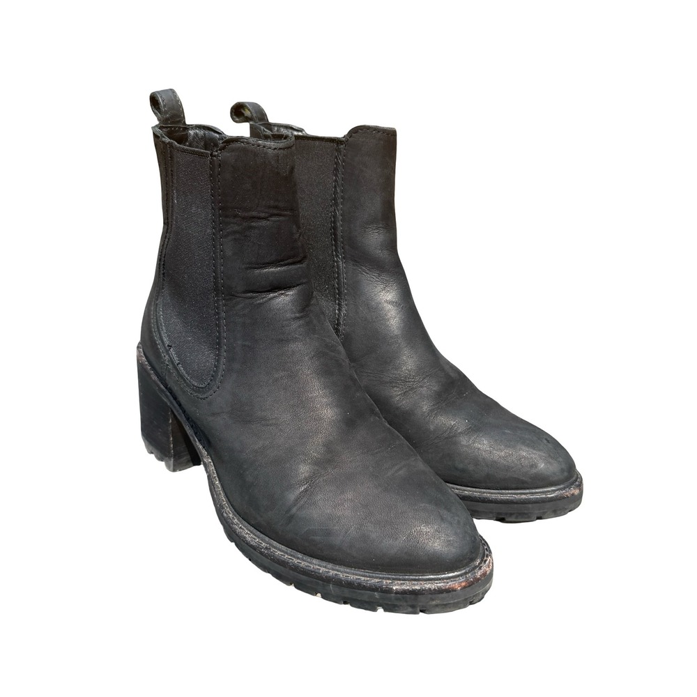 Thursday Boot Co Knockout Black Matte Leather Chelsea Lug Sole Boots Womens 7.5